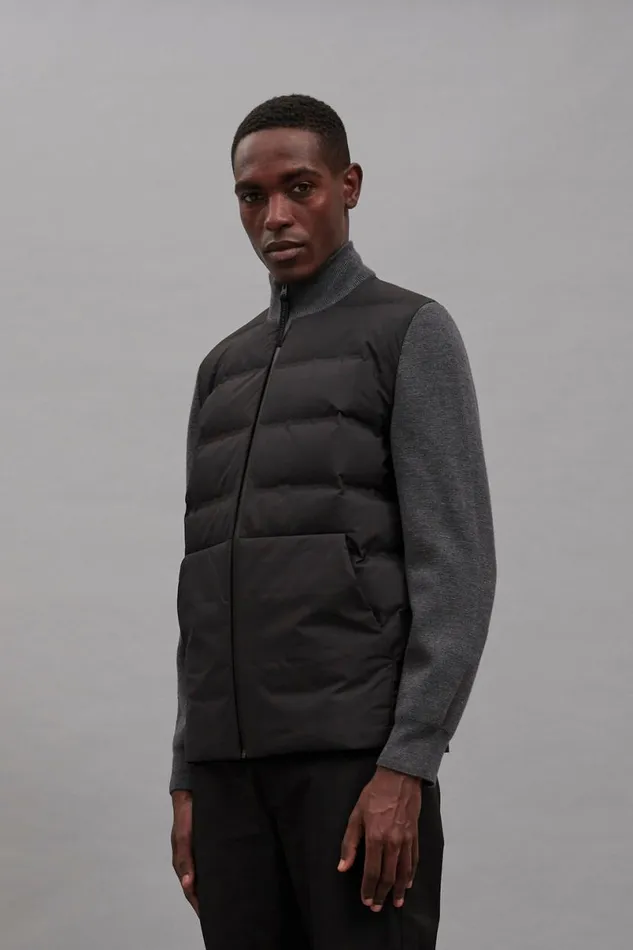 Men Norse Projects Outerwear Pertex Shield Hybrid Knit Full Zip Jacket Black