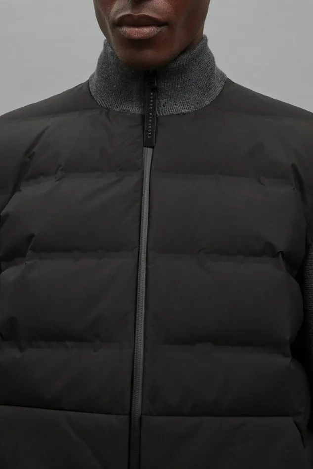 Men Norse Projects Outerwear Pertex Shield Hybrid Knit Full Zip Jacket Black