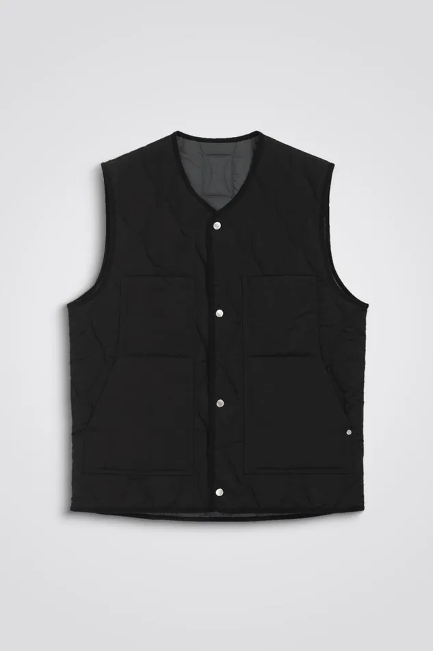 Men Norse Projects Outerwear Peter Waxed Nylon Insulated Vest Black