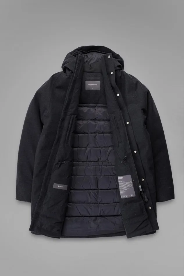 Men Norse Projects Outerwear Rokkvi 60 GoreTex Wool Down Jacket Charcoal Melange