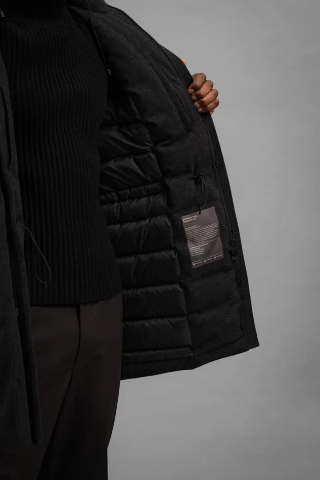 Men Norse Projects Outerwear Rokkvi 60 GoreTex Wool Down Jacket Charcoal Melange