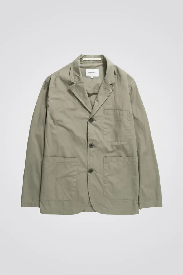 Men Norse Projects Overshirts Nilas Typewriter Work Jacket Clay