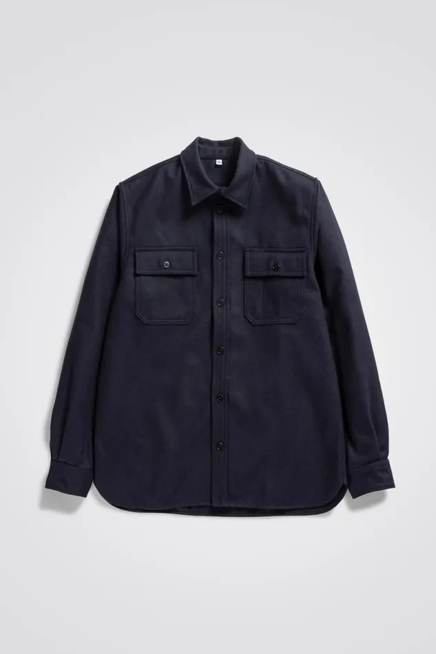 Men Norse Projects Overshirts Silas Wool Dark Navy