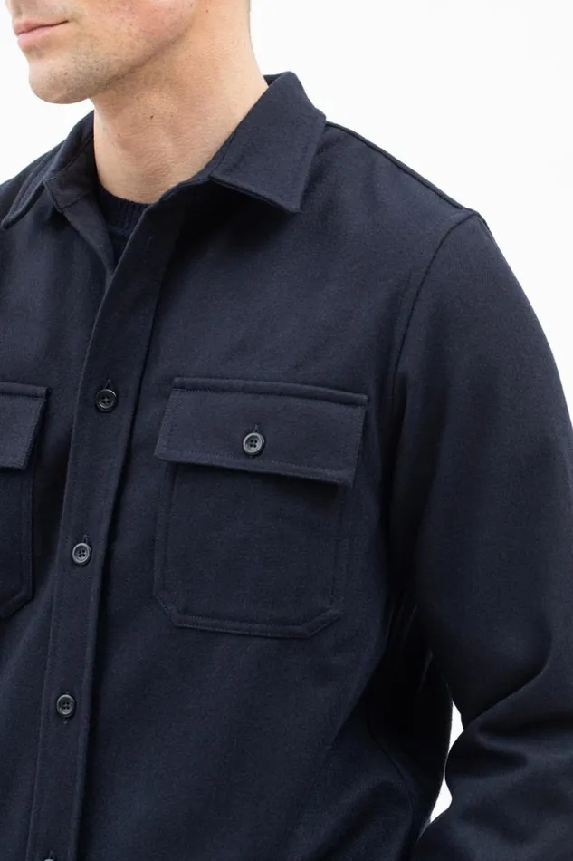 Men Norse Projects Overshirts Silas Wool Dark Navy