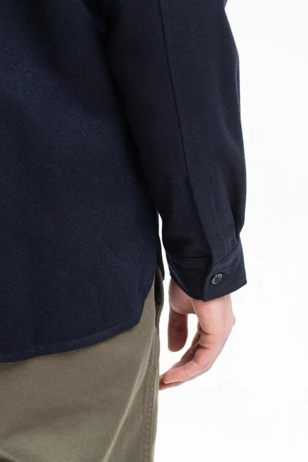 Men Norse Projects Overshirts Silas Wool Dark Navy