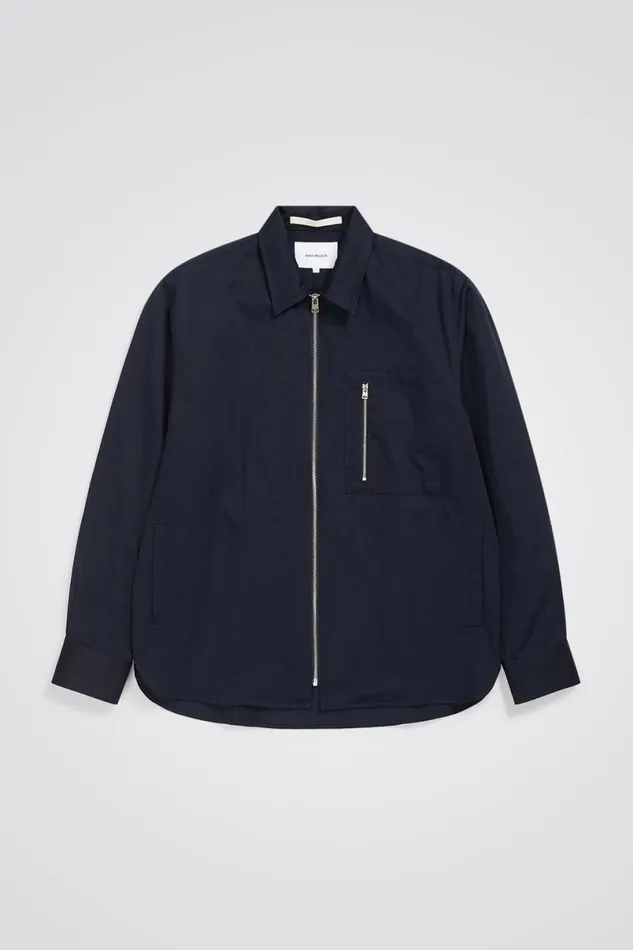 Men Norse Projects Overshirts Ulrik Gabardine Overshirt Dark Navy