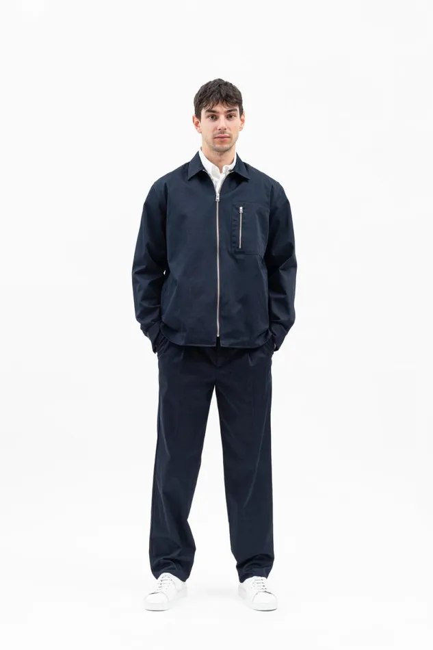 Men Norse Projects Overshirts Ulrik Gabardine Overshirt Dark Navy