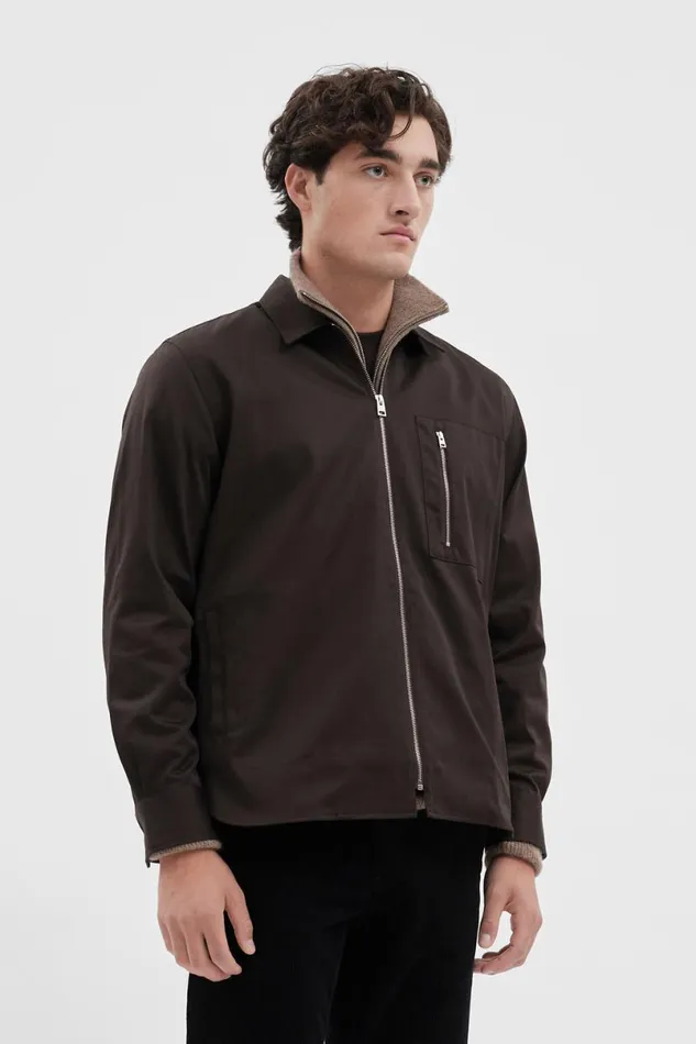 Men Norse Projects Overshirts Ulrik Gabardine Overshirt Espresso