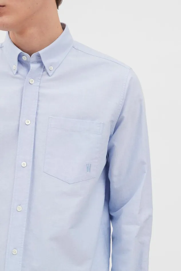 Men Norse Projects Shirting Algot Oxford Monogram Shirt Pale Blue
