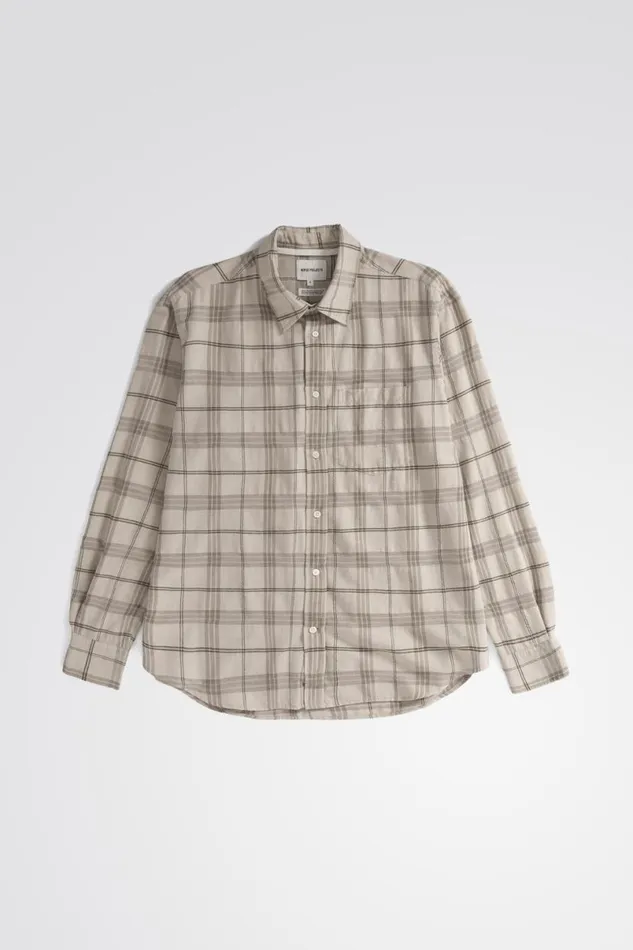 Men Norse Projects Shirting Algot Relaxed Textured Check Shirt Oatmeal