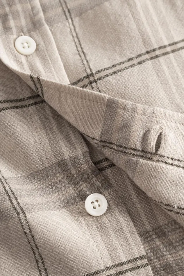 Men Norse Projects Shirting Algot Relaxed Textured Check Shirt Oatmeal