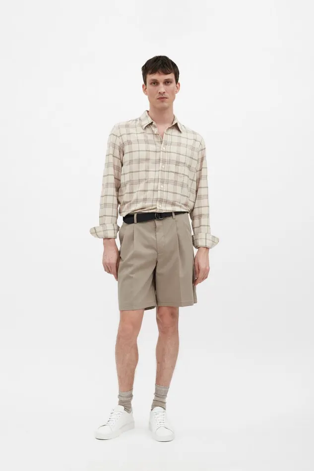 Men Norse Projects Shirting Algot Relaxed Textured Check Shirt Oatmeal