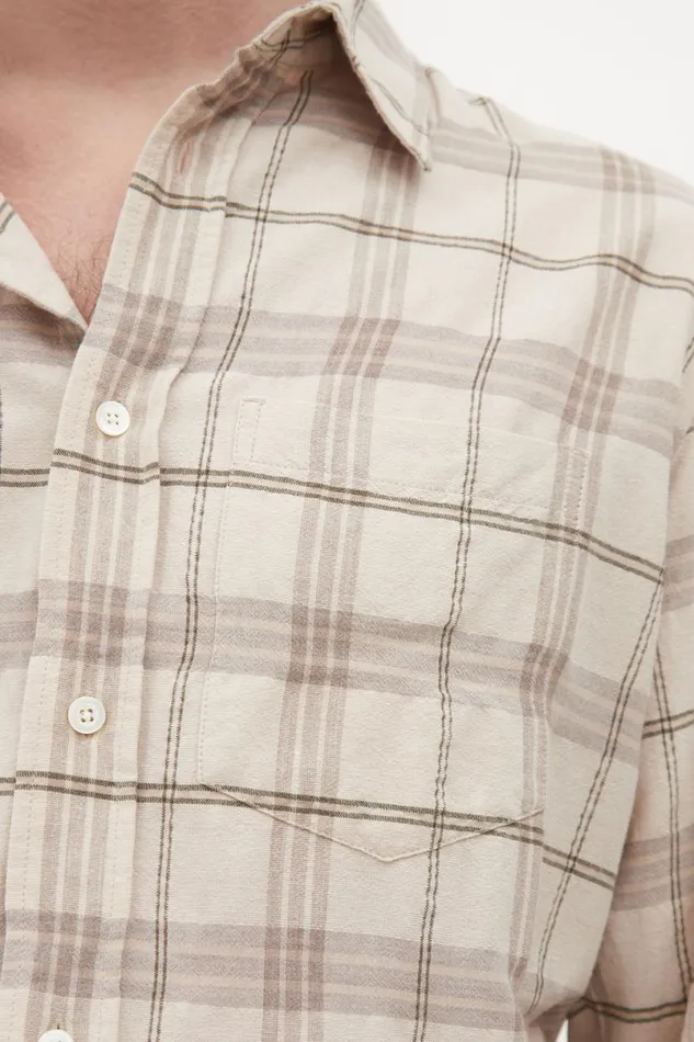 Men Norse Projects Shirting Algot Relaxed Textured Check Shirt Oatmeal