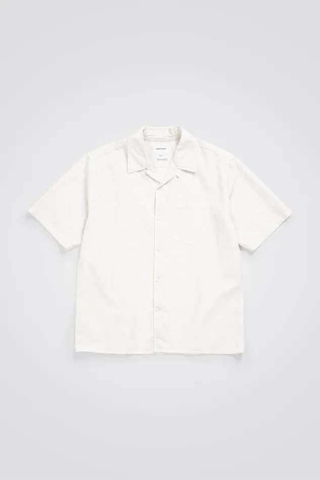 Men Norse Projects Shirting Carsten Cotton Tencel Shirt Marble White