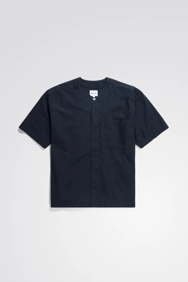 Men Norse Projects Shirting Erwin Typewriter SS Shirt Dark Navy