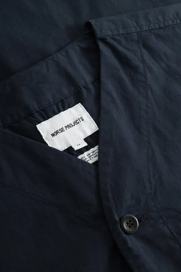 Men Norse Projects Shirting Erwin Typewriter SS Shirt Dark Navy