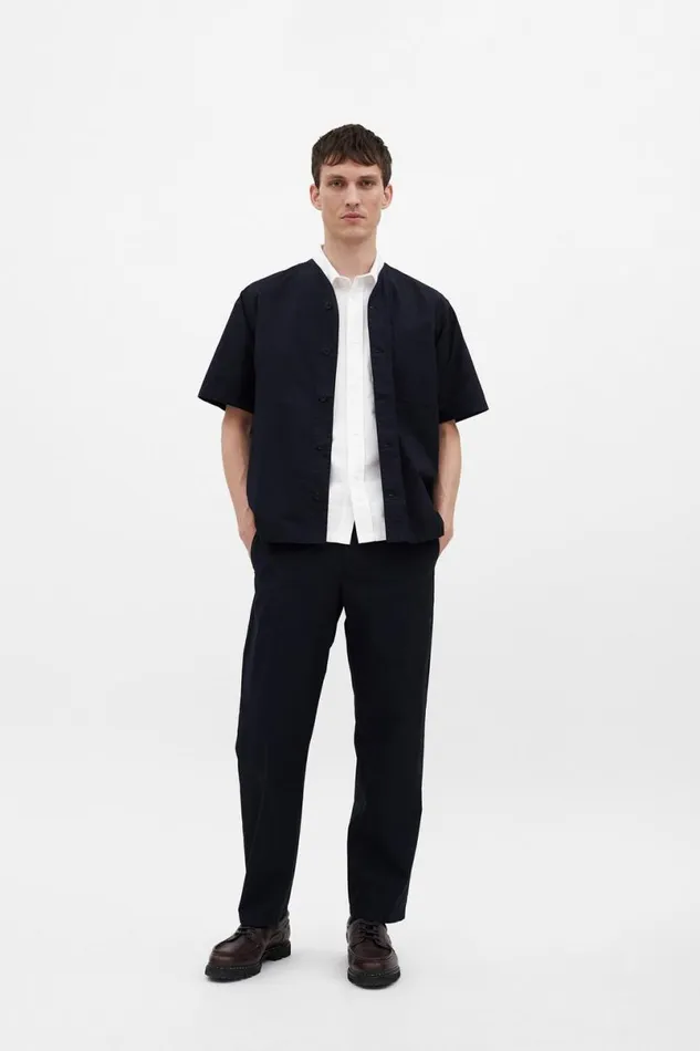 Men Norse Projects Shirting Erwin Typewriter SS Shirt Dark Navy