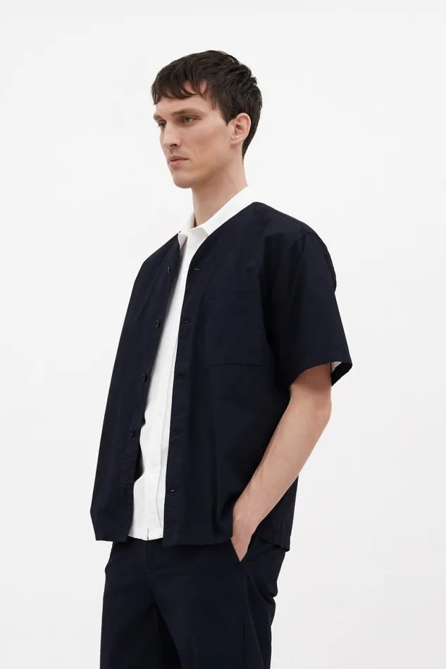 Men Norse Projects Shirting Erwin Typewriter SS Shirt Dark Navy