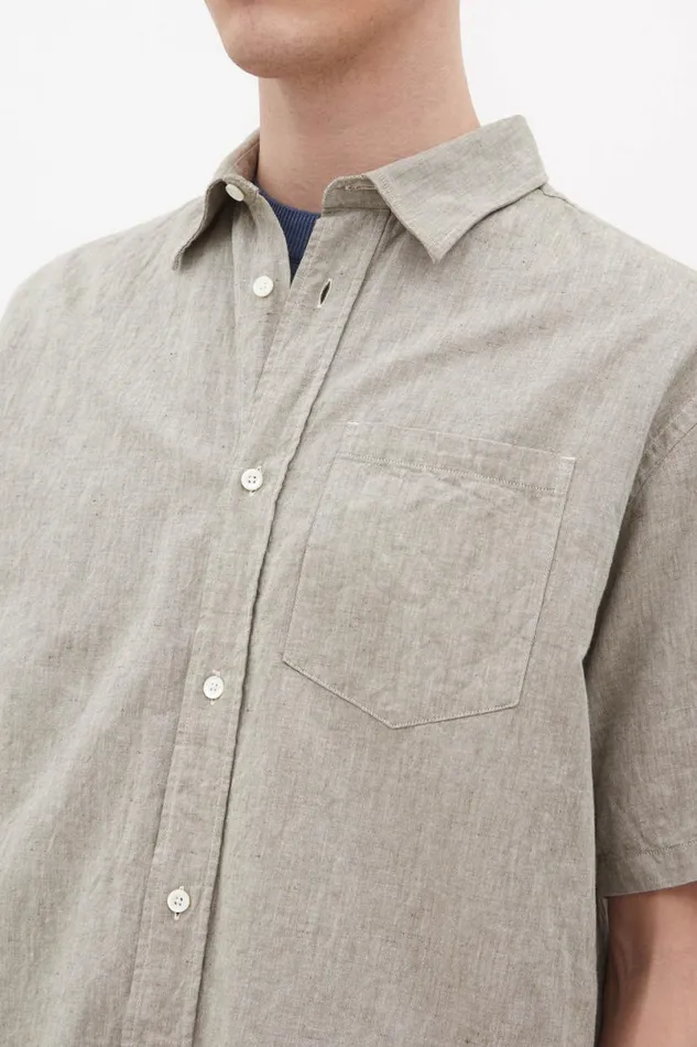 Men Norse Projects Shirting Ivan Relaxed Cotton Linen SS Shirt Ivy Green