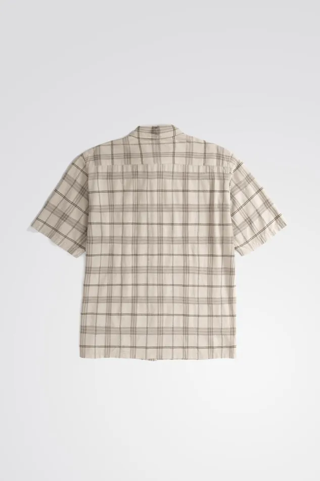 Men Norse Projects Shirting Ivan Relaxed Textured Check SS Shirt Oatmeal