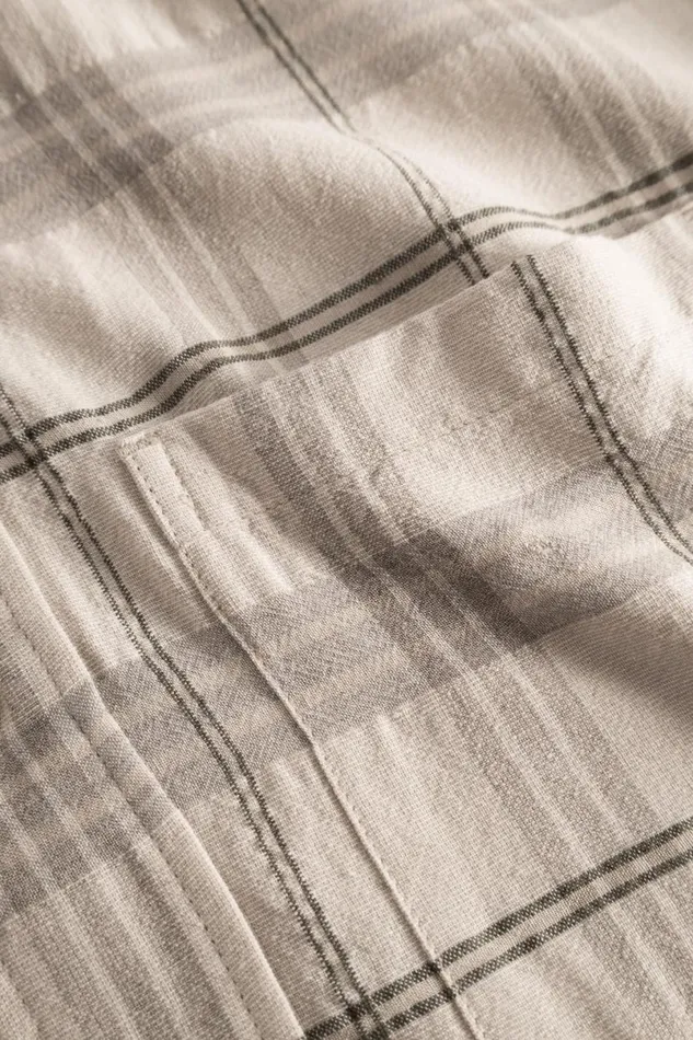 Men Norse Projects Shirting Ivan Relaxed Textured Check SS Shirt Oatmeal