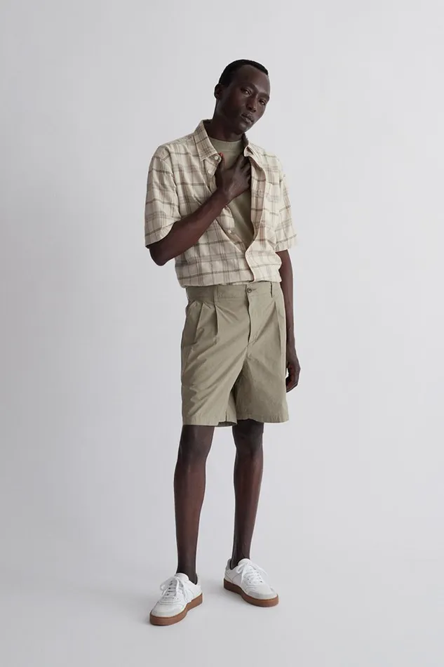 Men Norse Projects Shirting Ivan Relaxed Textured Check SS Shirt Oatmeal
