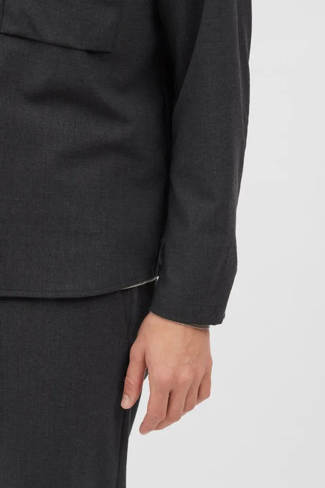 Men Norse Projects Shirting Jens Cordura Tech Wool Overshirt Charcoal Melange