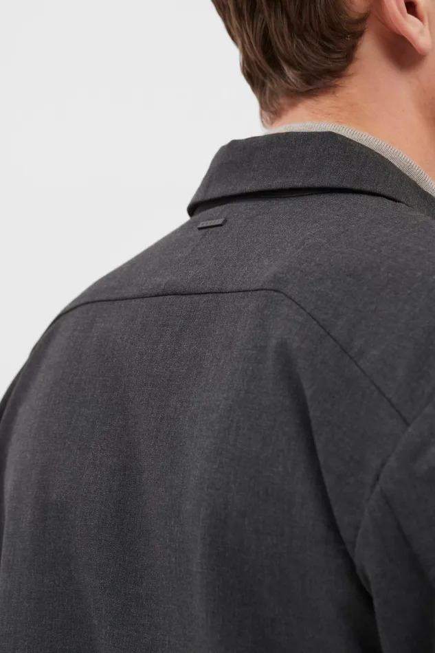 Men Norse Projects Shirting Jens Cordura Tech Wool Overshirt Charcoal Melange