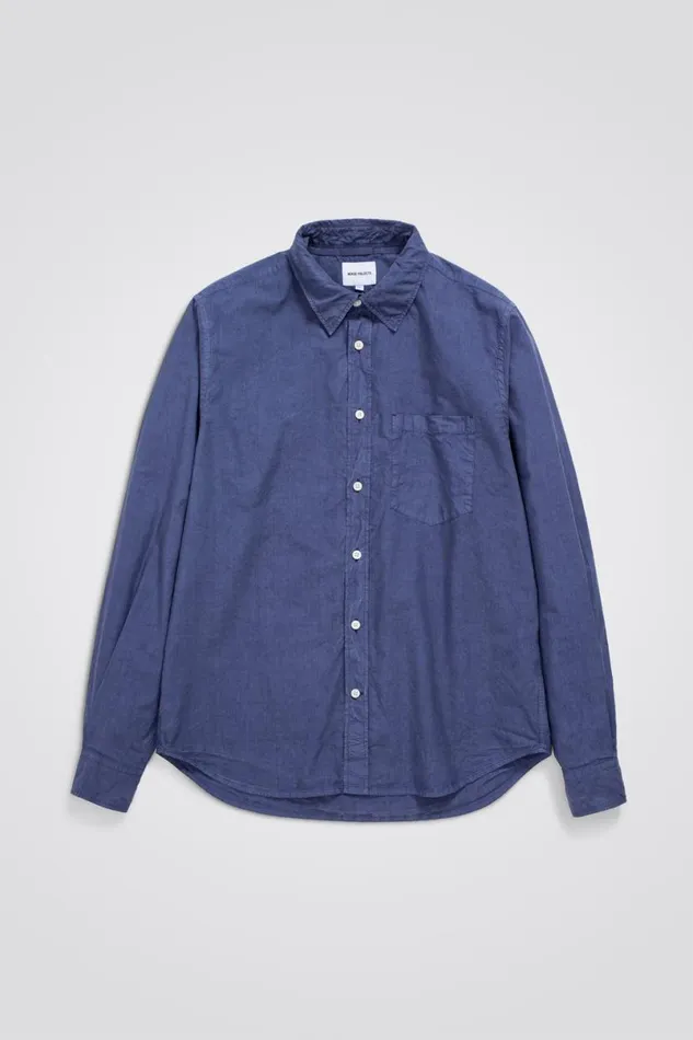 Men Norse Projects Shirting Osvald Tencel Calcite Blue