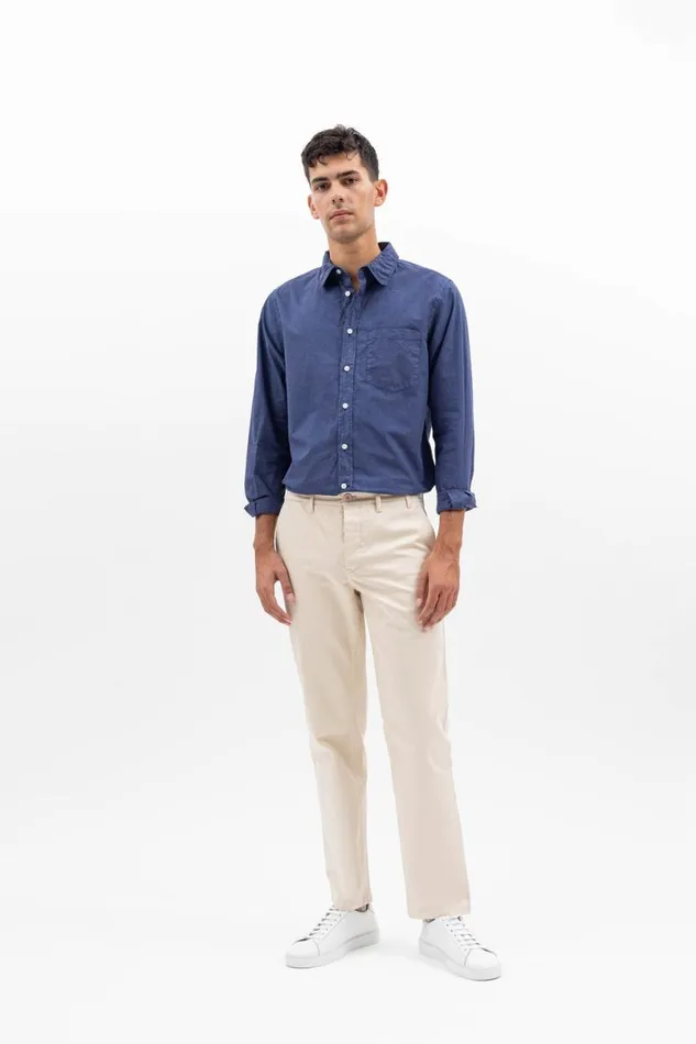 Men Norse Projects Shirting Osvald Tencel Calcite Blue