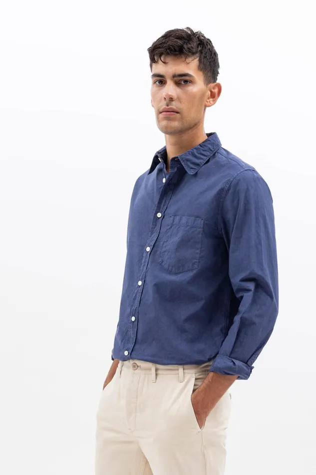 Men Norse Projects Shirting Osvald Tencel Calcite Blue
