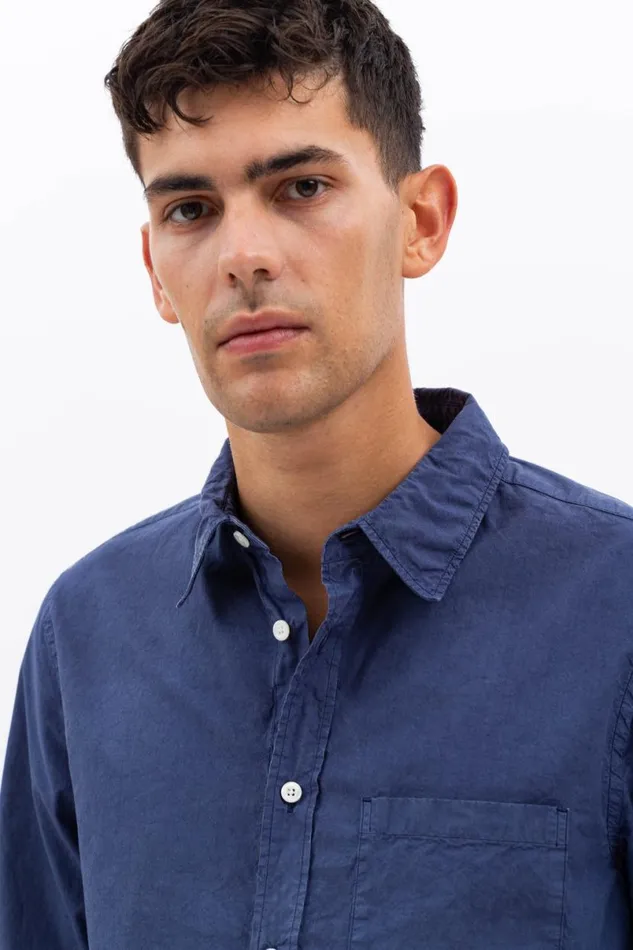 Men Norse Projects Shirting Osvald Tencel Calcite Blue