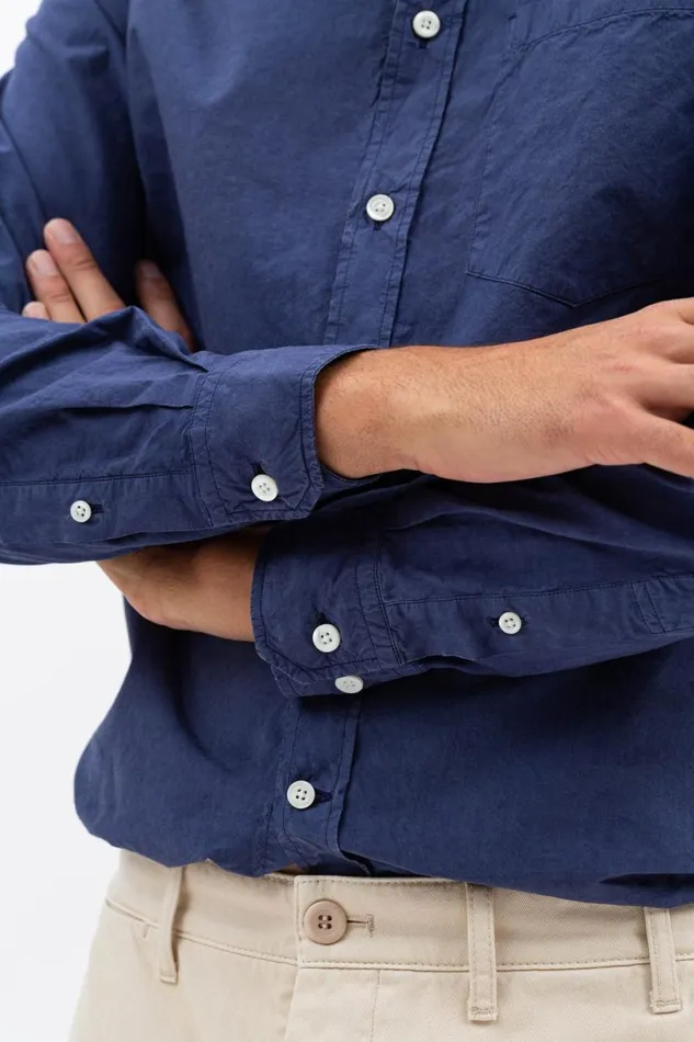 Men Norse Projects Shirting Osvald Tencel Calcite Blue