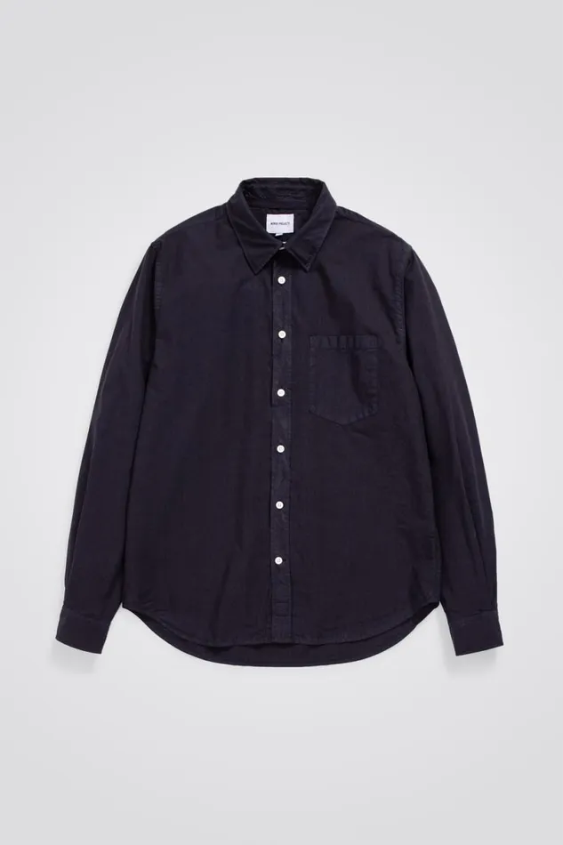 Men Norse Projects Shirting Osvald Tencel Dark Navy