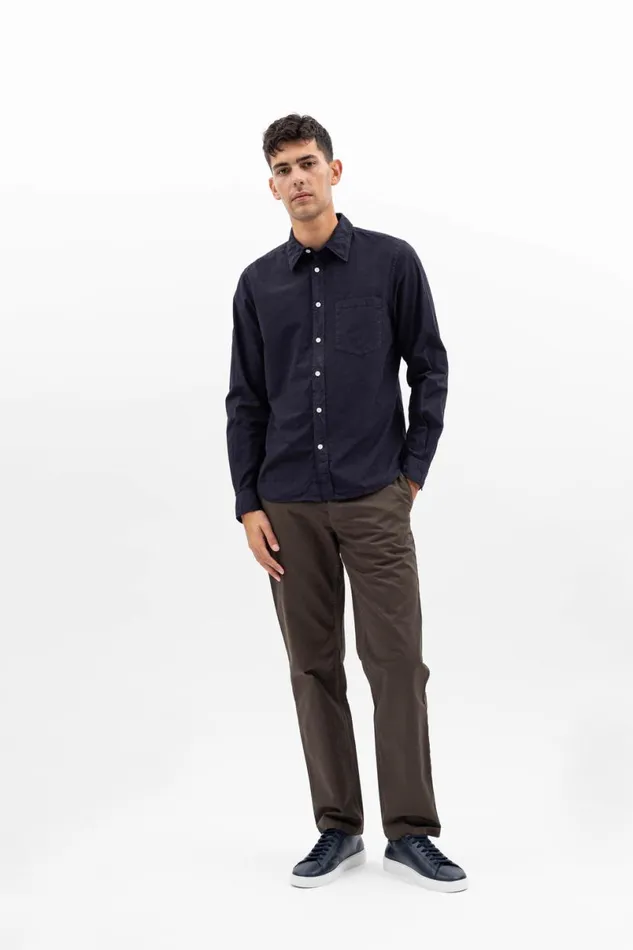 Men Norse Projects Shirting Osvald Tencel Dark Navy