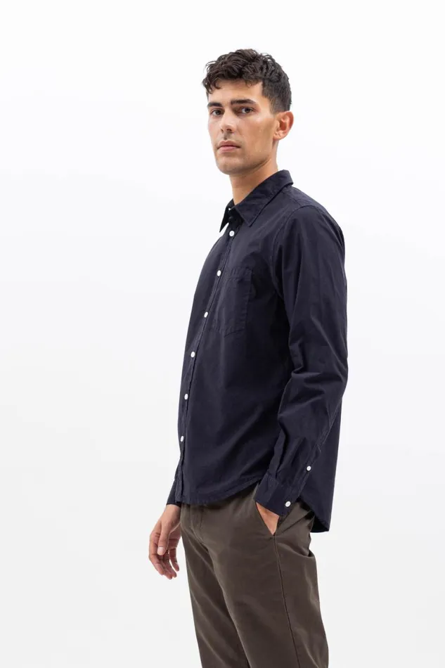 Men Norse Projects Shirting Osvald Tencel Dark Navy