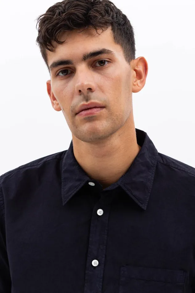 Men Norse Projects Shirting Osvald Tencel Dark Navy