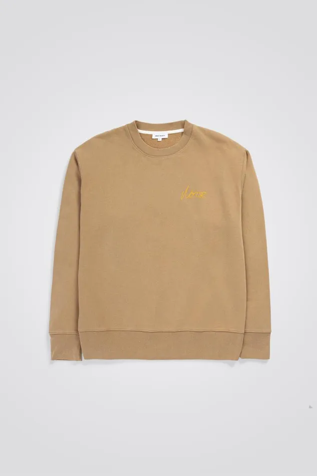 Men Norse Projects Sweatshirts Arne Chain Stitch Logo Utility Khaki