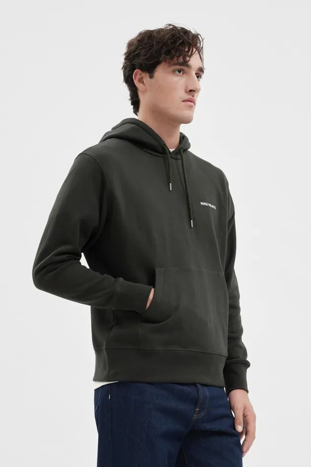 Men Norse Projects Sweatshirts Arne Logo Hoodie Beech Green
