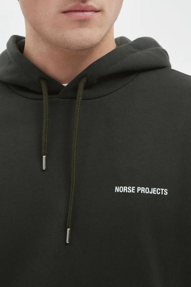 Men Norse Projects Sweatshirts Arne Logo Hoodie Beech Green
