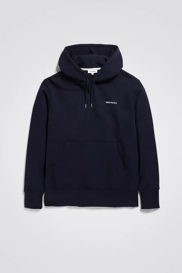 Men Norse Projects Sweatshirts Arne Logo Hoodie Dark Navy