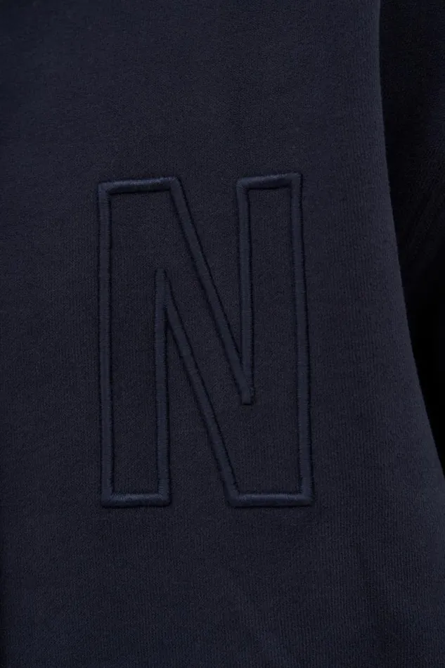 Men Norse Projects Sweatshirts Arne Relaxed Fleece N Logo Hoodie Dark Navy