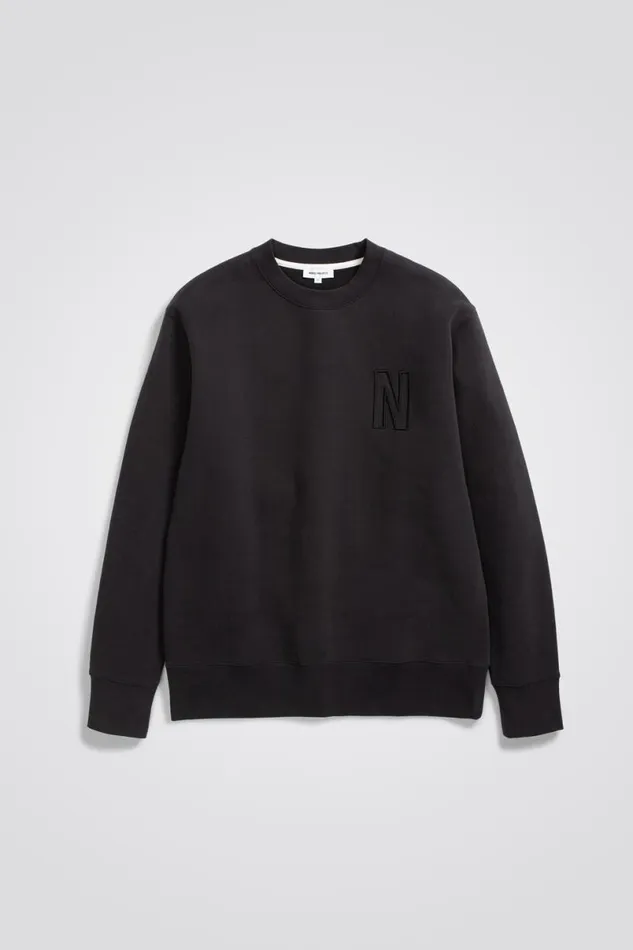 Men Norse Projects Sweatshirts Arne Relaxed Fleece N Logo Sweatshirt Black