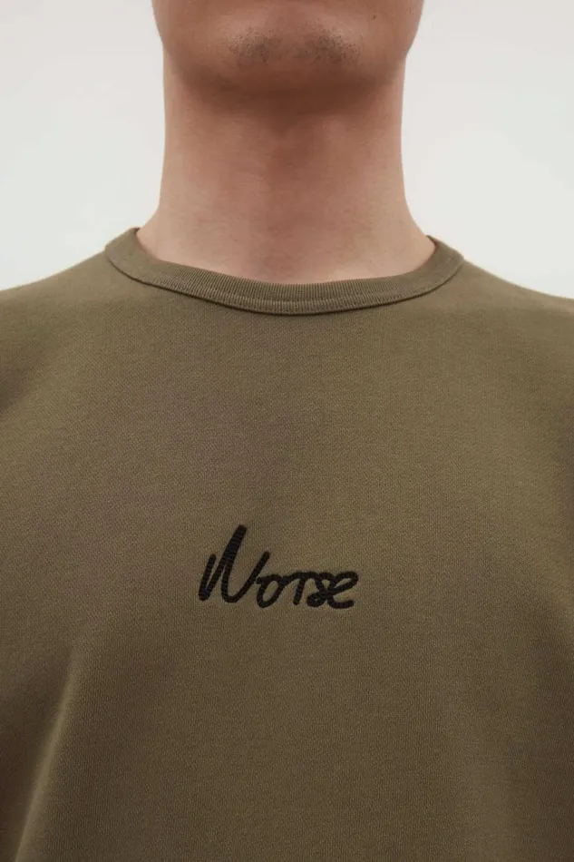 Men Norse Projects Sweatshirts Arne Relaxed Organic Chain Stitch Logo Sweatshirt Sediment Green