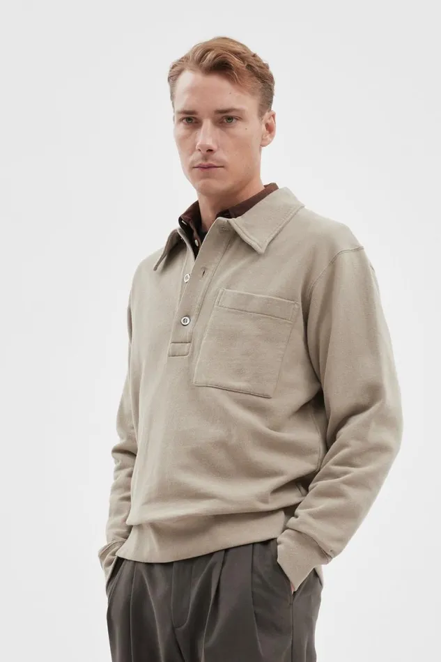 Men Norse Projects Sweatshirts Fraser Relaxed Tab Series LS Polo Sand