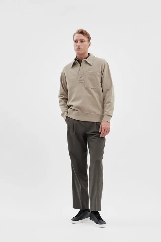 Men Norse Projects Sweatshirts Fraser Relaxed Tab Series LS Polo Sand