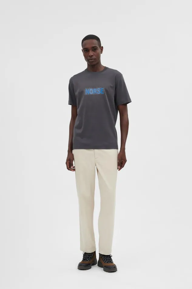 Men Norse Projects TShirts Jakob Interlock Grid TShirt Battleship Grey