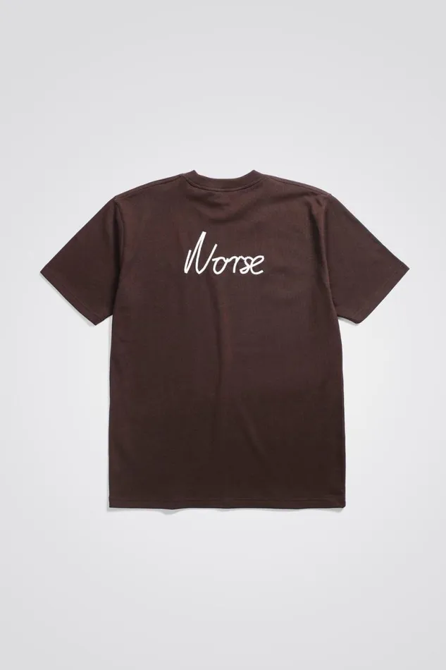 Men Norse Projects TShirts Johannes Chain Stitch Tshirt Heathland Brown