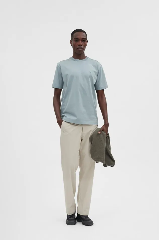 Men Norse Projects TShirts Johannes N Logo Tshirt Light Stone Blue