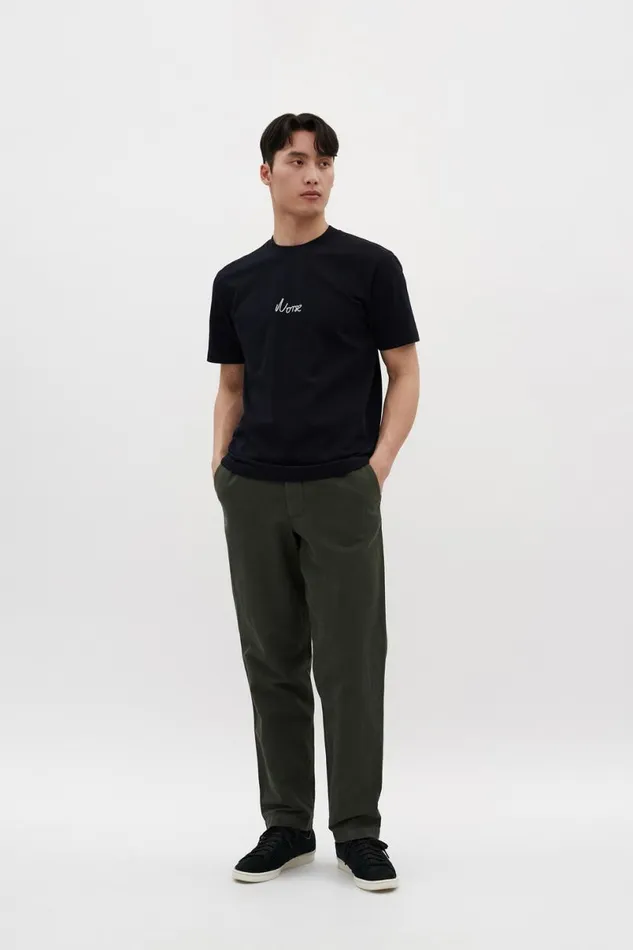Men Norse Projects TShirts Johannes Organic Chain Stitch Logo Tshirt Dark Navy